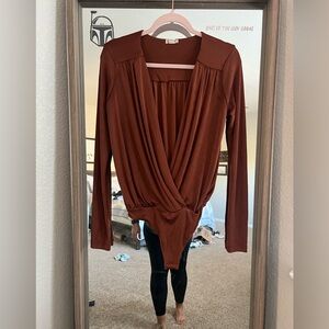Free People Rust Wrap Bodysuit